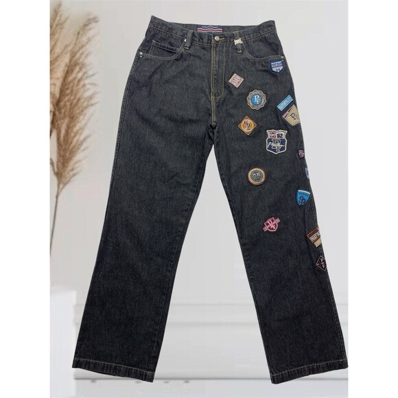 Vintage Y2K Phat Farm Patch Denim Hip Hop Baggy Skater Jeans Men’s W34 L33 - Picture 1 of 13